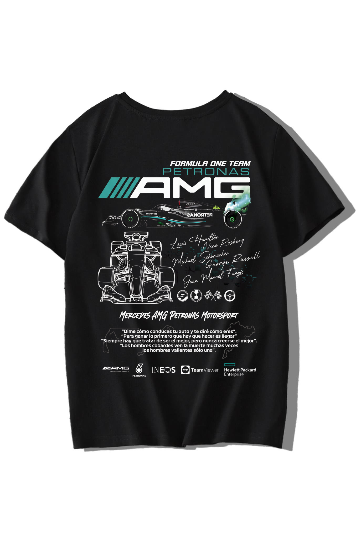 BRZ Kids Unisex Çocuk Formula One Team Petronas AMG T-shirt Siyah