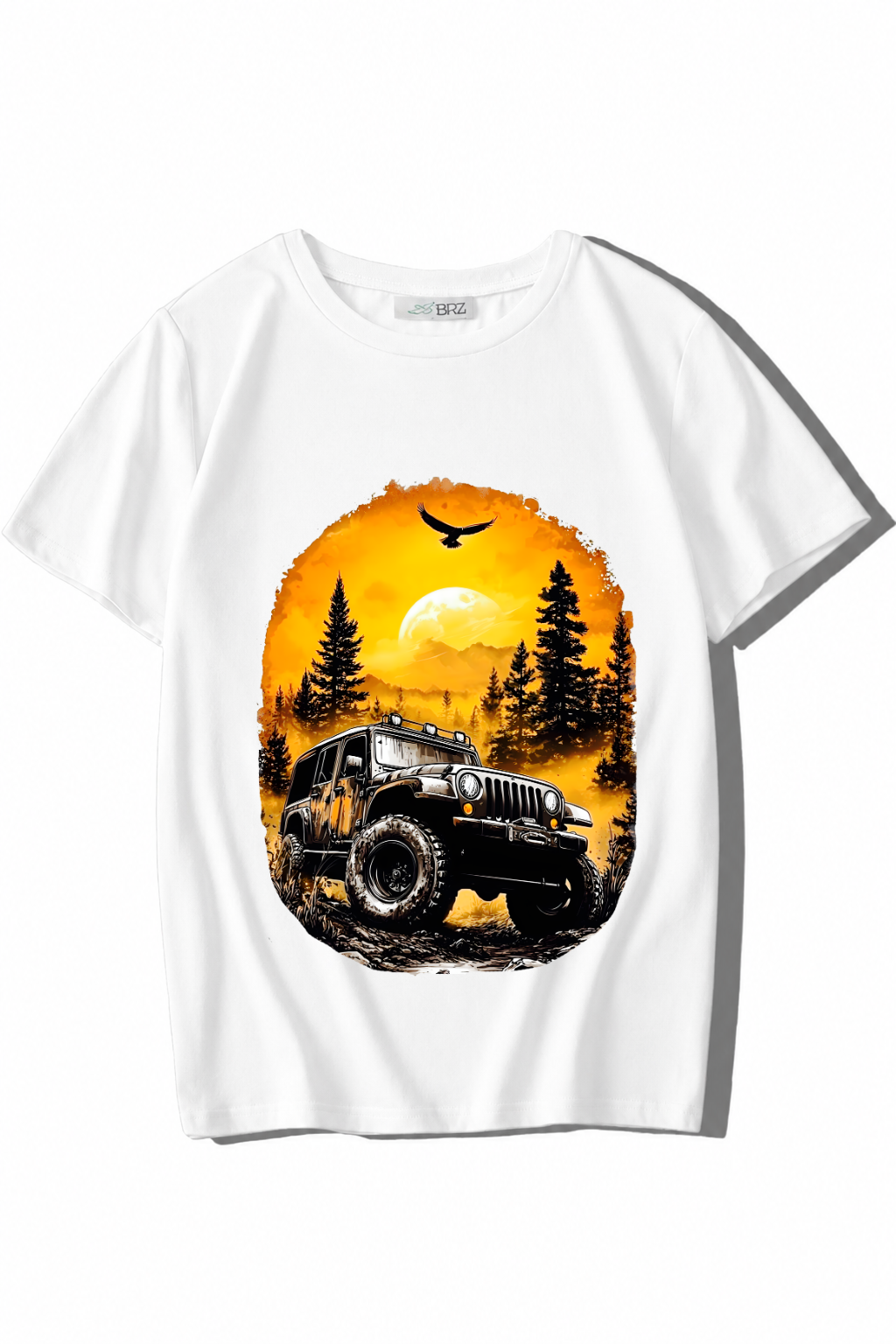 BRZ Kids Unisex Çocuk Jeep T-shirt Beyaz