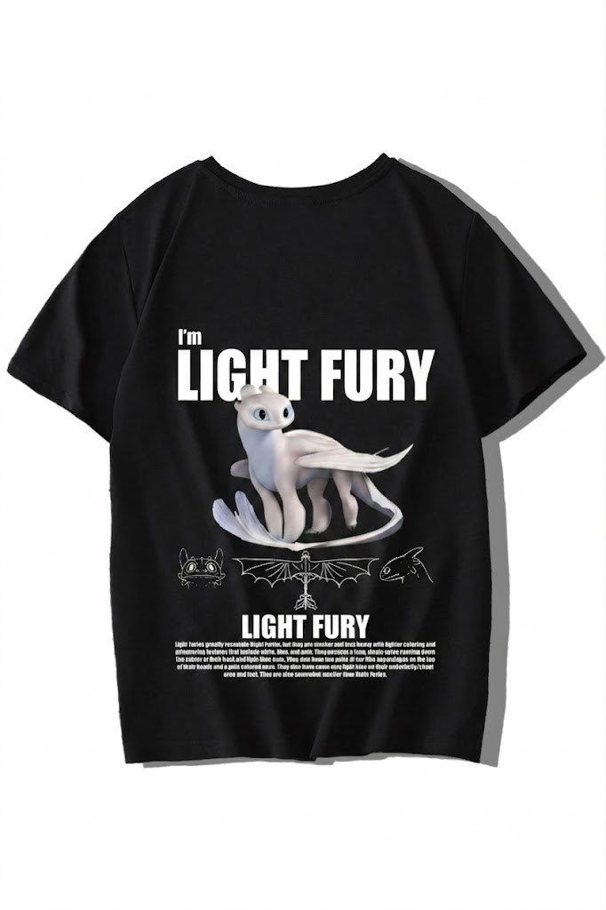 BRZ Kids Unisex Çocuk Light Fury T-shirt Siyah