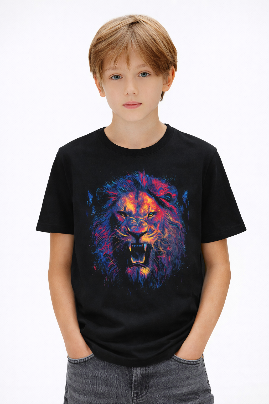 BRZ Kids Unisex Çocuk Lion Color Aslan T-shirt