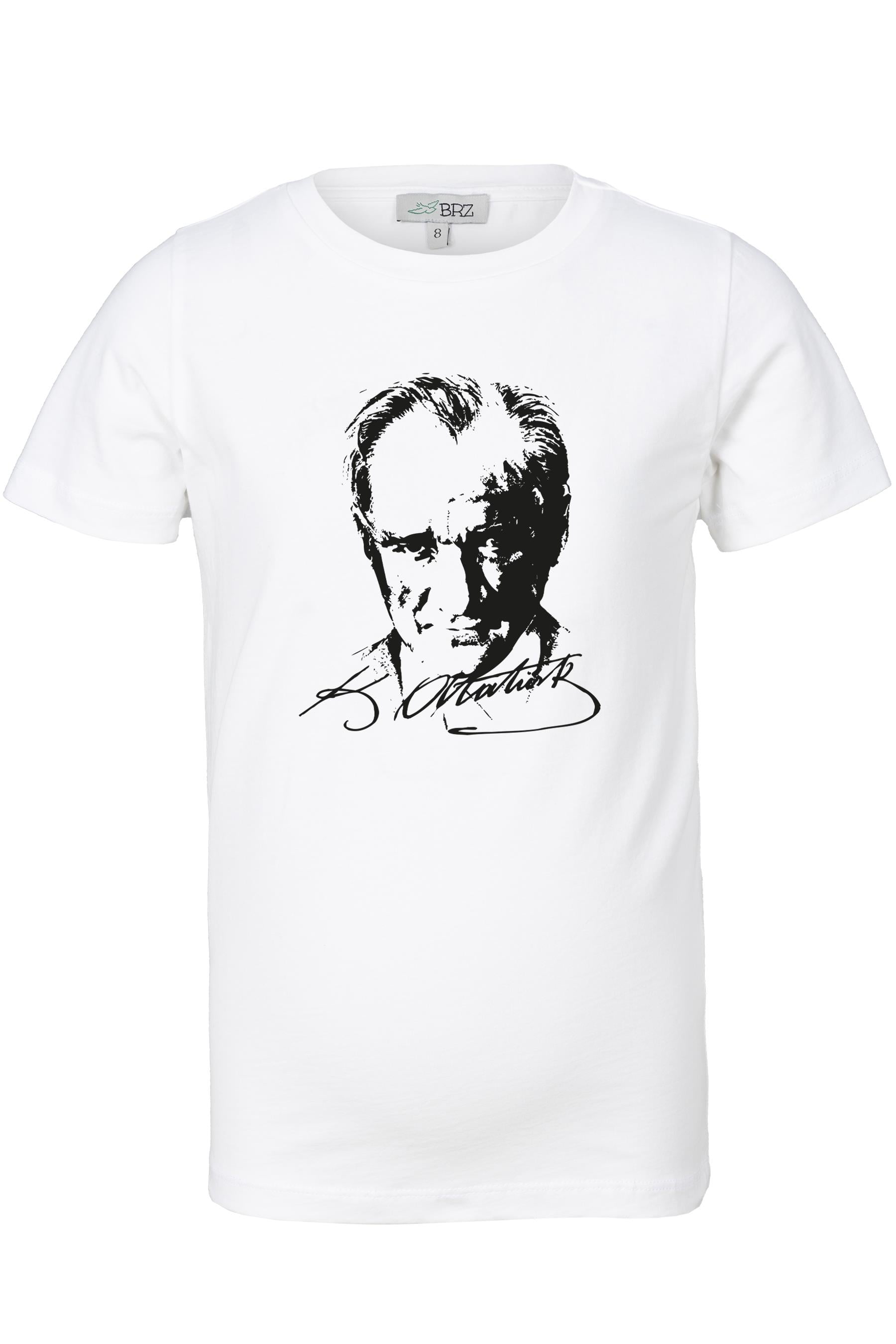 BRZ Kids Unisex Çocuk Mustafa Kemal Atatürk T-shirt Beyaz