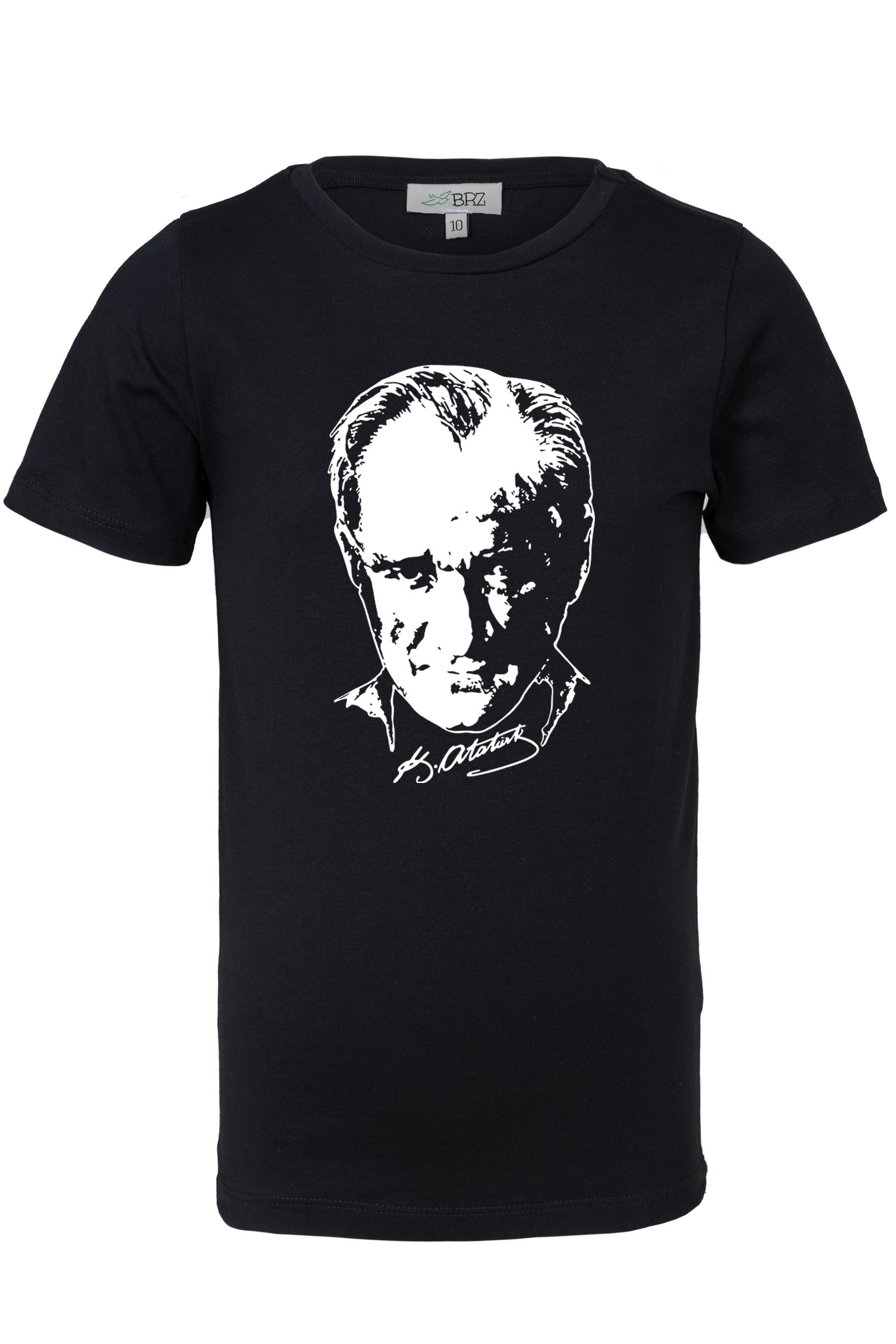 BRZ Kids Unisex Çocuk Mustafa Kemal Atatürk T-shirt Siyah
