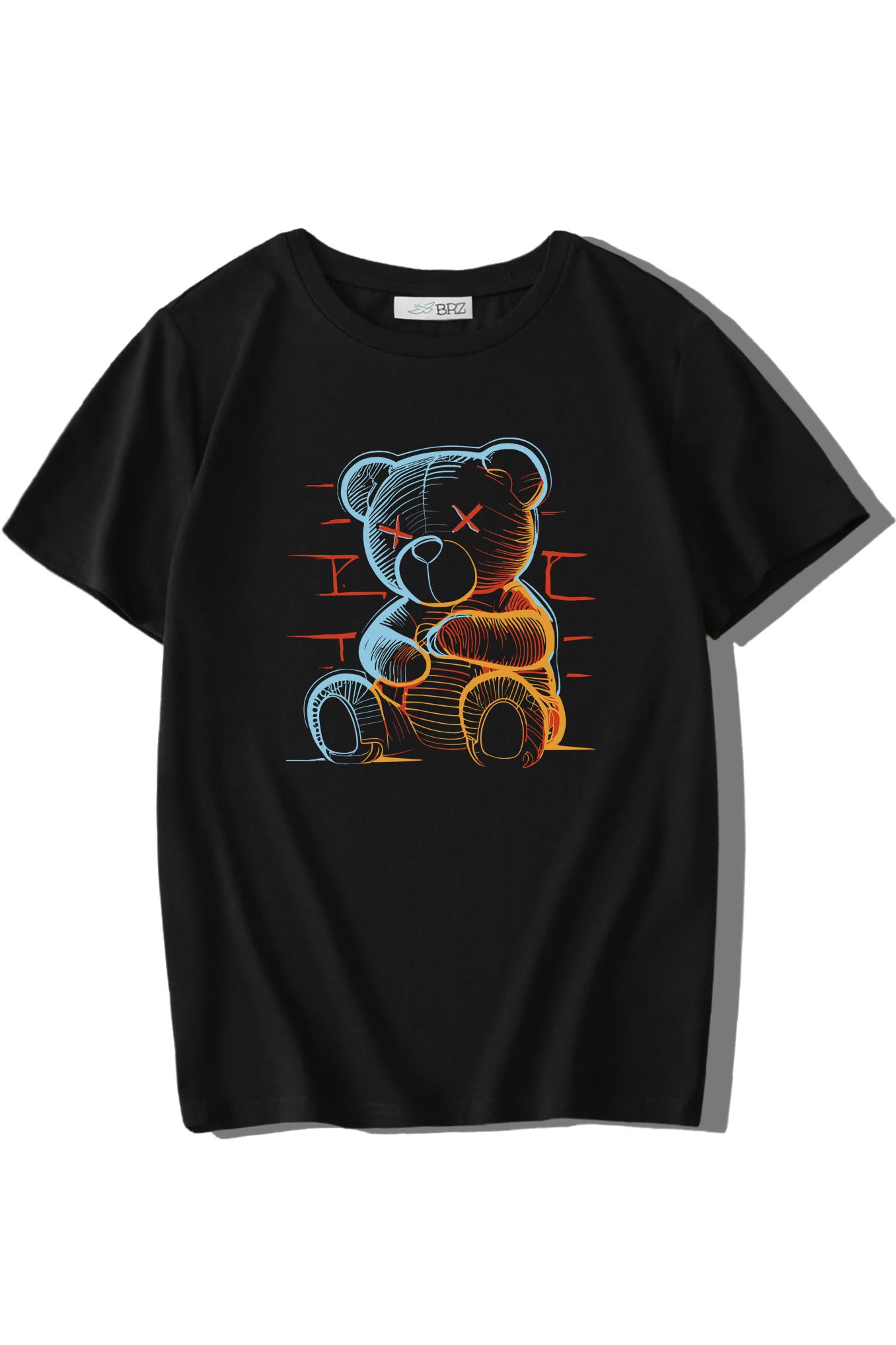 BRZ Kids Unisex Çocuk Neon Teddy Bear T-shirt