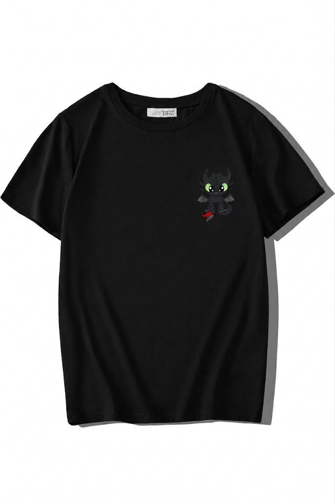 BRZ Kids Unisex Çocuk Night Fury T-shirt Siyah