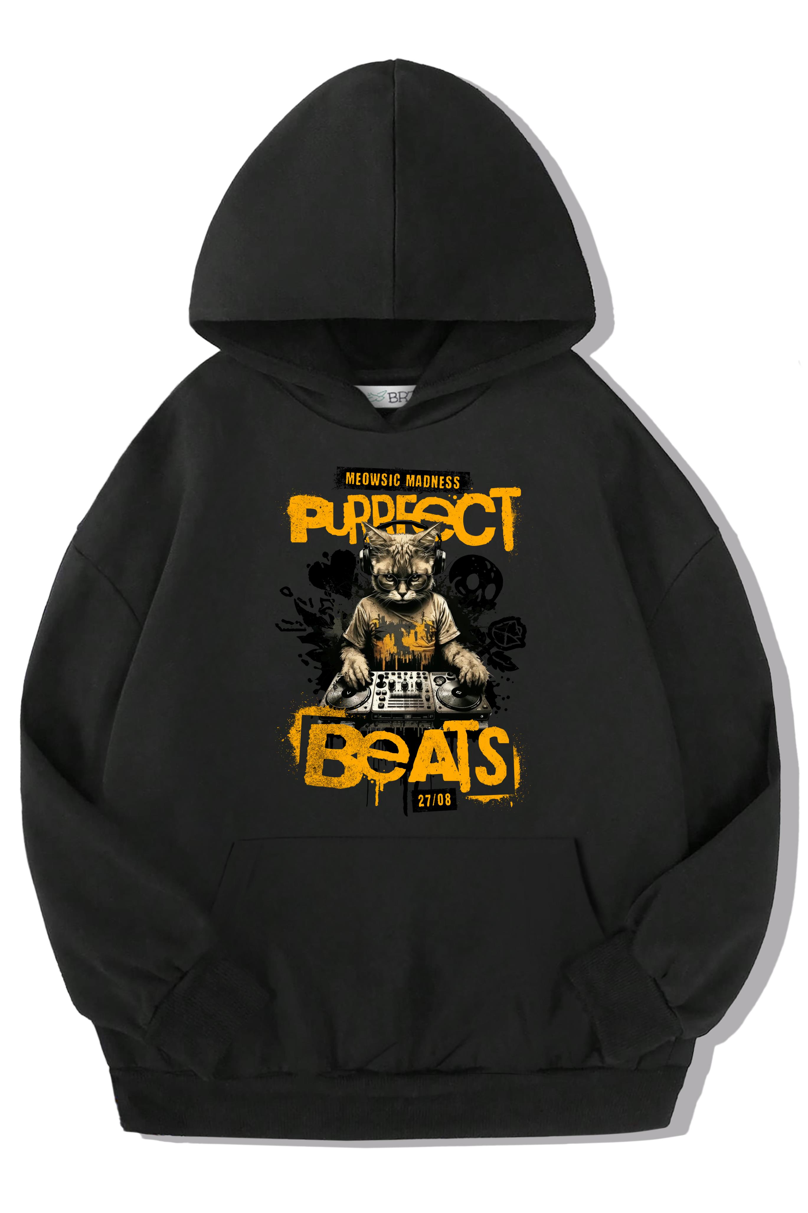 BRZ Kids Unisex Çocuk Purrfect Beats Hoodie