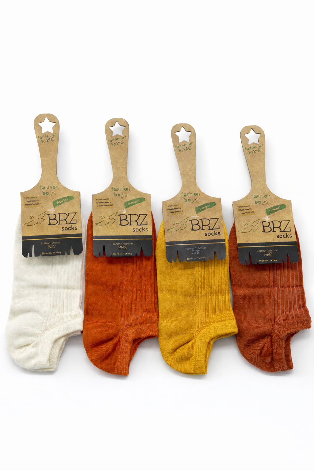 BRZ Kids Unisex Çocuk Ribana Patik Çorap 3lü – Krem, Hardal ve Kahverengi Tonlar