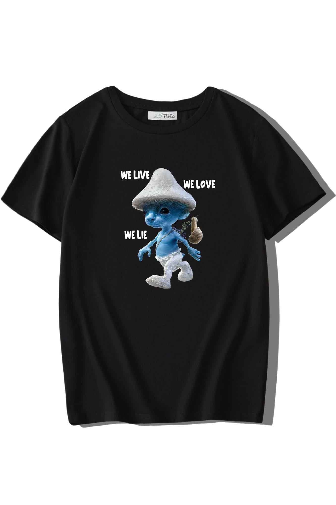 BRZ Kids Unisex Çocuk Smurf Cat We Live We Love We Lie T-shirt
