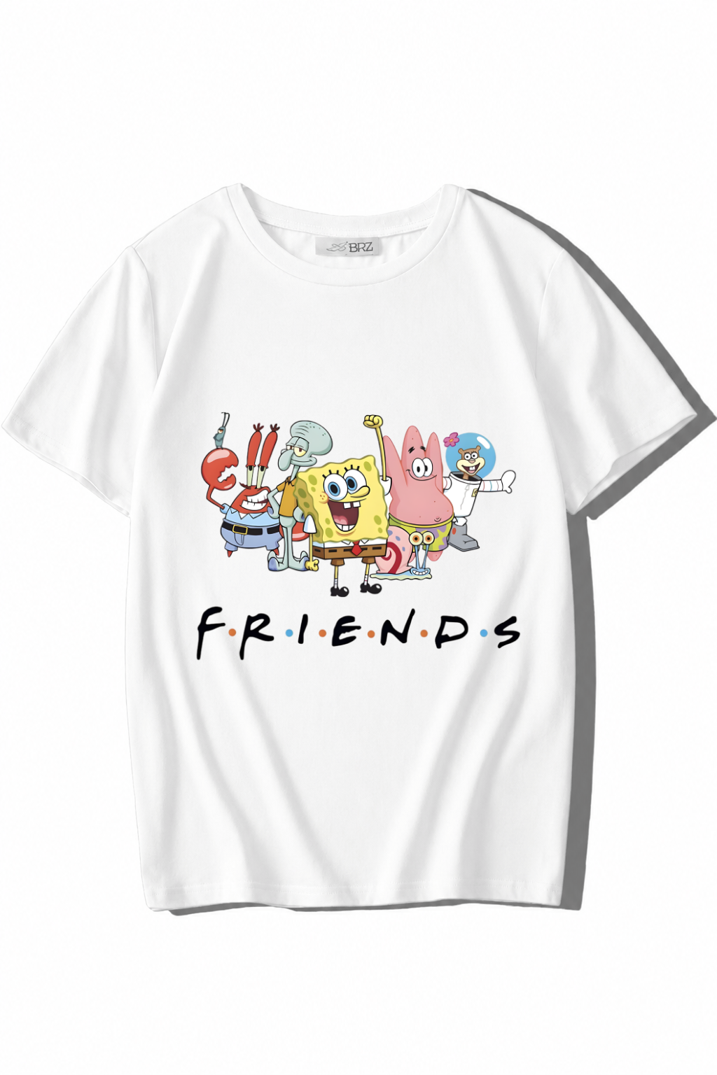 BRZ Kids Unisex Çocuk Sünger Bob Friends T-shirt Beyaz