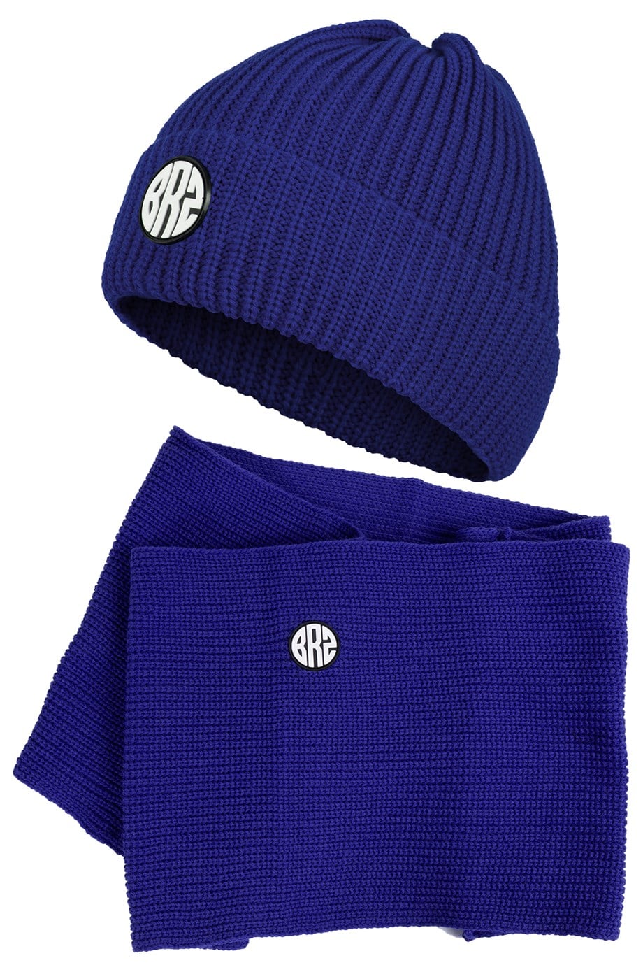 Brz Kids Unisex Kalın Örgülü Mavi Atkı Bere Takımı