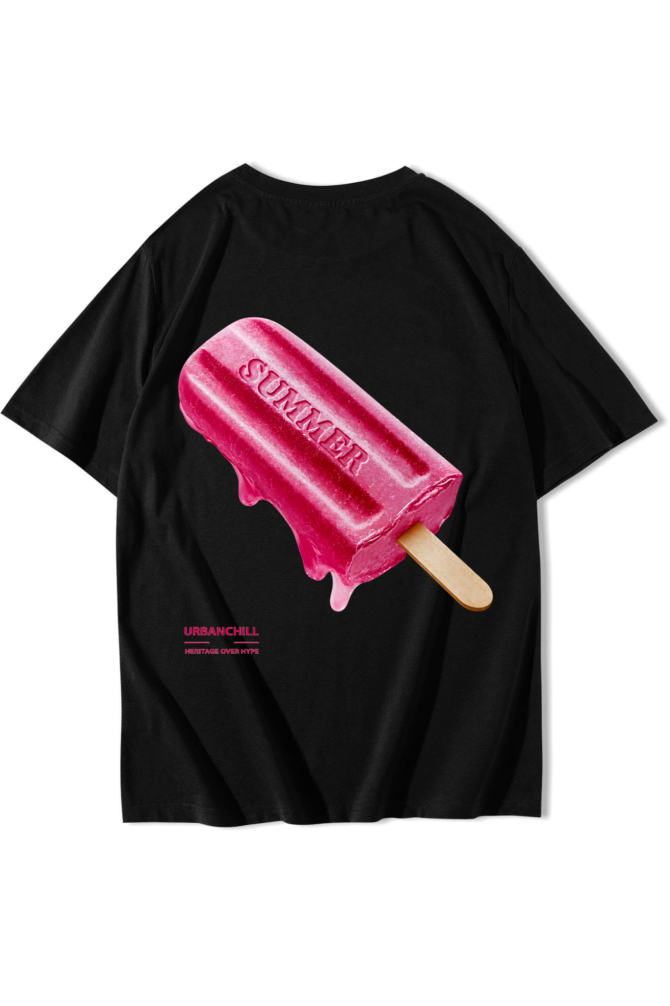BRZ Collection Unisex Oversize Summer Ice Cream T-shirt Siyah