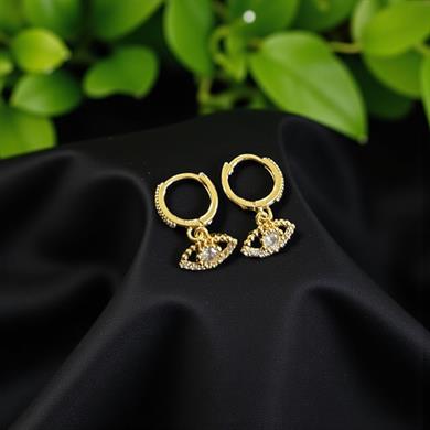  BRZ Collection 3lü Altın Renk Hoop Küpe Seti – Melek Kanadı, Hilal ve Nazar Charm | Altın & Gümüş Seçenekli, Koruyucu Takı