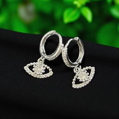  BRZ Collection 3lü Gümüş Renk  Hoop Küpe Seti – Melek Kanadı, Hilal ve Nazar Charm | Altın & Gümüş Seçenekli, Koruyucu Takı