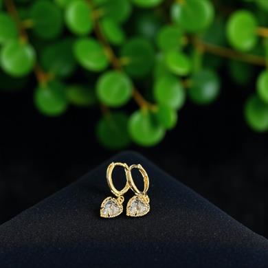 BRZ Collection 3lü Paslanmaz Çelik Charm Hoop Küpe – Kalp, Damla & Yuvarlak | Altın Renk 