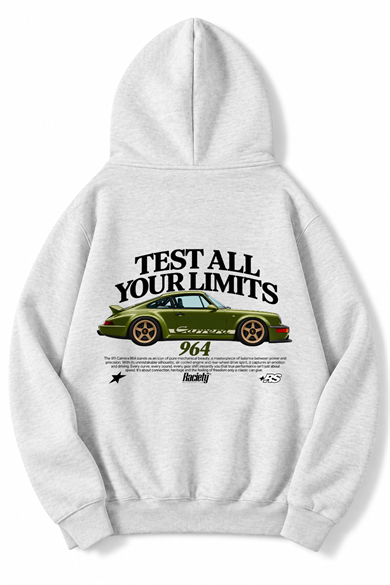 BRZ Collection (AÇIK GRİ) Unisex Oversize Test Your Limits Carrera 964 Hoodie (AÇIK GRİ)