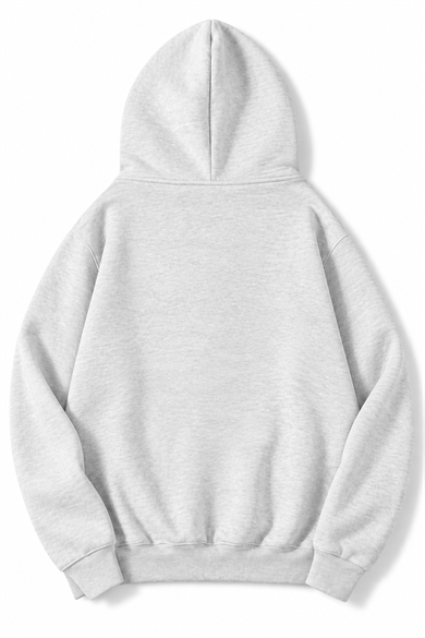 BRZ Collection Açık Gri Unisex Oversize Basic Hoodie Açık Gri