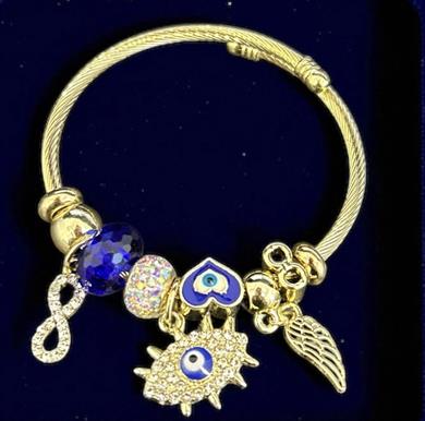 BRZ Collection Altın Nazar Boncuklu Charm Bileklik 