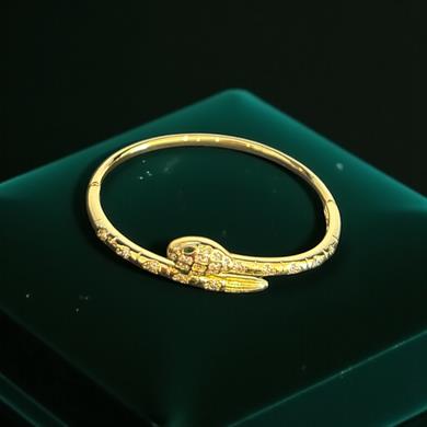 BRZ Collection Altın Renk Yılan Tasarımlı Taşlı Paslanmaz Çelik Bilezik