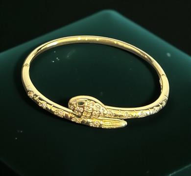 BRZ Collection Altın Renk Yılan Tasarımlı Taşlı Paslanmaz Çelik Bilezik