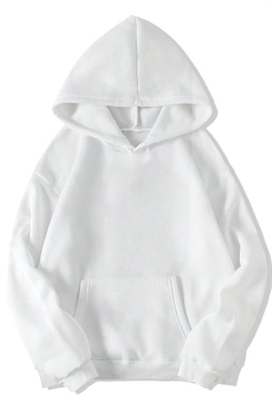 BRZ Collection (ARKA) Taş Baskılı Juicy Hoodie Beyaz