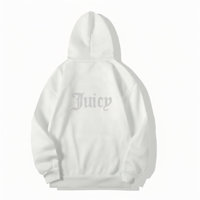 BRZ Collection (ARKA) Taş Baskılı Juicy Hoodie Beyaz