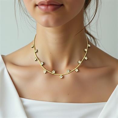 BRZ Collection Blossom Charm Kolye – Altın & Gümüş Çiçek Choker | Zarif Çiçekli Kolye, Günlük & Özel Takı
