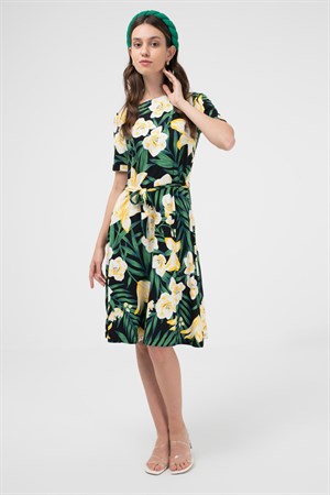 BRZ Collection Çiçek Desenli Viskon Elbise