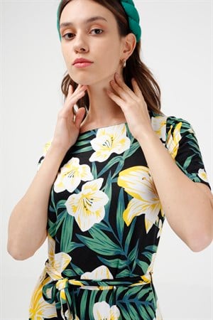 BRZ Collection Çiçek Desenli Viskon Elbise