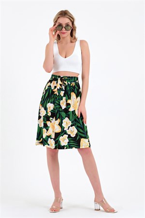 BRZ Collection Çiçek Desenli Viskon Etek