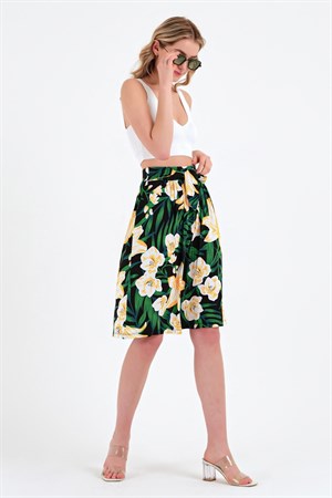 BRZ Collection Çiçek Desenli Viskon Etek