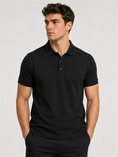 BRZ Collection Erkek Polo Yaka T-shirt Siyah