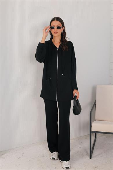 BRZ Collection Fermuarlı Takım Siyah