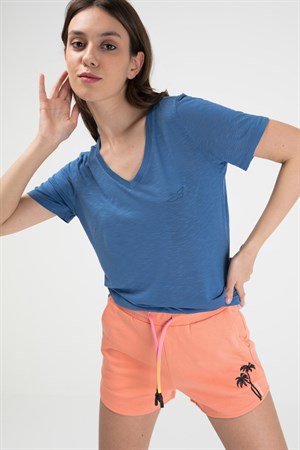 BRZ Collection Flamlı Viskon Kadın Kısa Kollu T-shirt