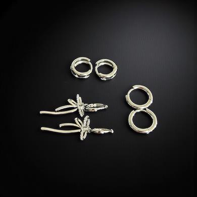BRZ Collection Kadın 3lü Gümüş Renk Halka Küpe Seti – Fiyonk Charm, Minimal Huggie Hoops, Zarif Takı
