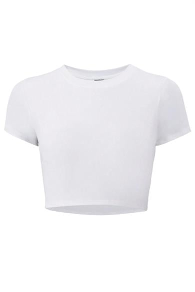 BRZ Collection Kadın Baskısız Basic Crop T-shirt Beyaz