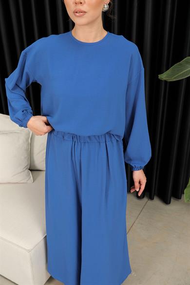 BRZ Collection Kadın Bol Pantolonlu Tunikli İndigo Takım