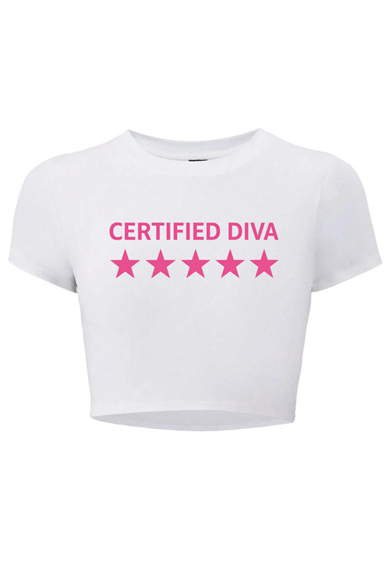 BRZ Collection Kadın Certified Diva Crop Beyaz