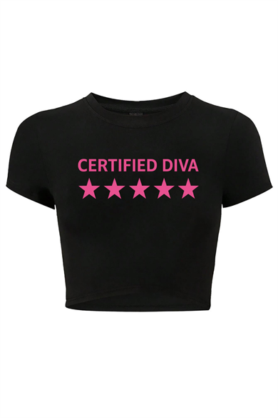 BRZ Collection Kadın Certified Diva Crop Siyah