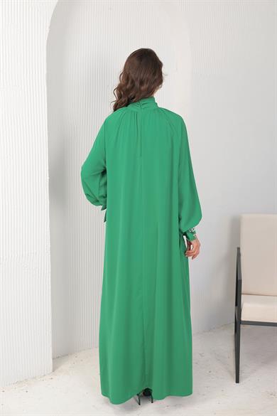 BRZ Collection Kadın İnci Detaylı Benetton Yeşili Elbise