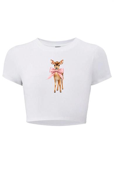 BRZ Collection Kadın Kurdele Ceylan Crop T-shirt Beyaz