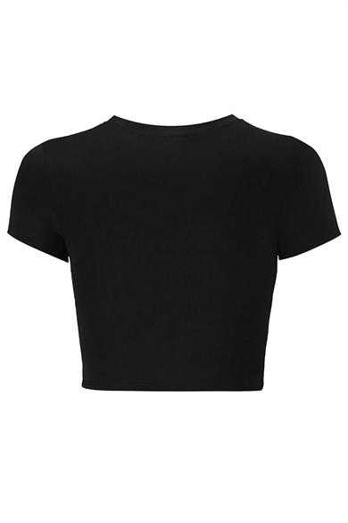 BRZ Collection Kadın Kristal Taş Baskılı Angel Crop T-shirt Siyah