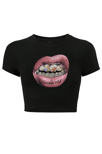 BRZ Collection Kadın Timeless Art Crop T-shirt Siyah