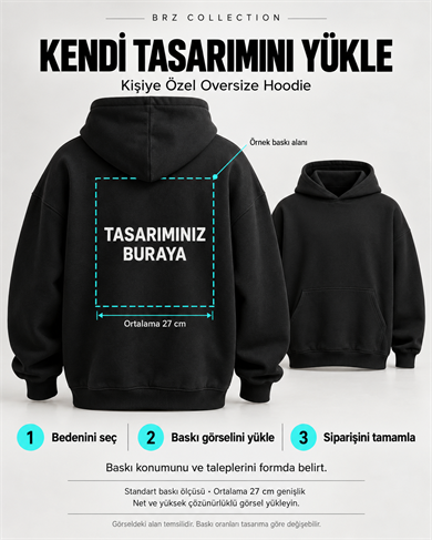 BRZ Collection Kişiye Özel Baskılı Unisex Oversize Hoodie