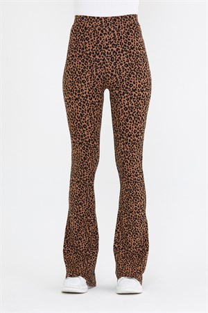 BRZ Collection Leopar Desenli İspanyol Paça Kadın Pantolon