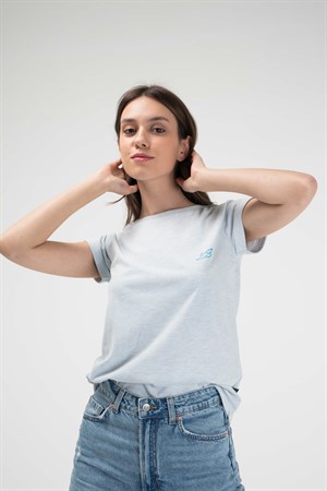 BRZ Collection Mavi Melanj Kadın Kısa Kollu T-shirt