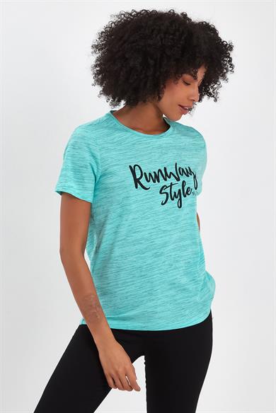 BRZ Collection Mavi Renk Siyah  Kırçıllı Kadın Kısa Kollu T-shirt