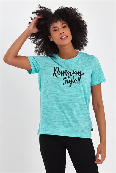 BRZ Collection Mavi Renk Siyah  Kırçıllı Kadın Kısa Kollu T-shirt