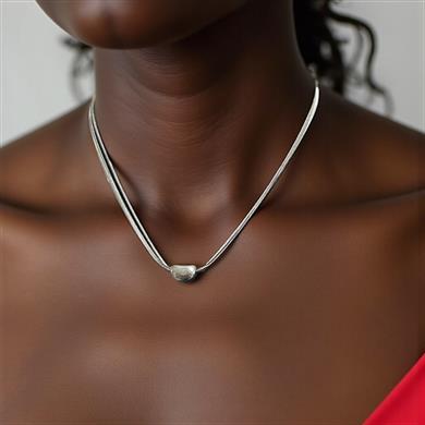 BRZ Collection Minimal Fasulye Detaylı Gümüş Renk Kolye