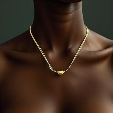BRZ Collection Minimal Fasulye Detaylı Altın Renk Kolye
