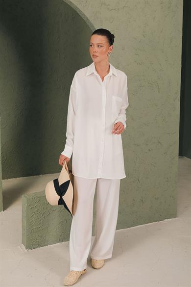 BRZ Collection Modal Gömlekli Takım Ekru