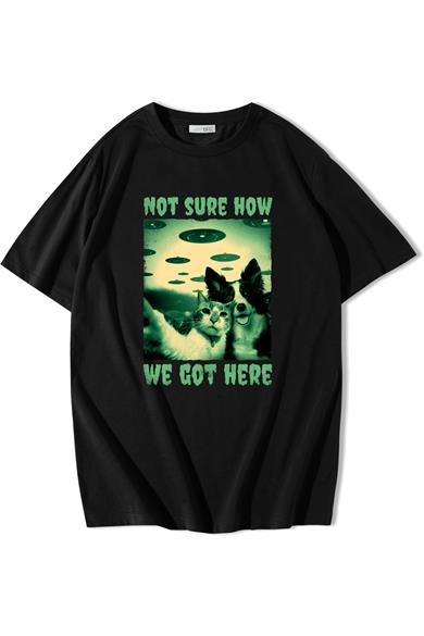 BRZ Collection Oversize Unisex Cat and Dog Selfie T-shirt